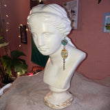 gemstone×gold bulky chain earrings